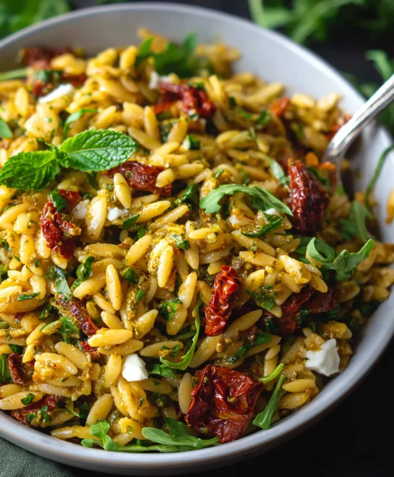 Sun-Dried Tomato Orzo Pesto Salad-Easy & Flavorful