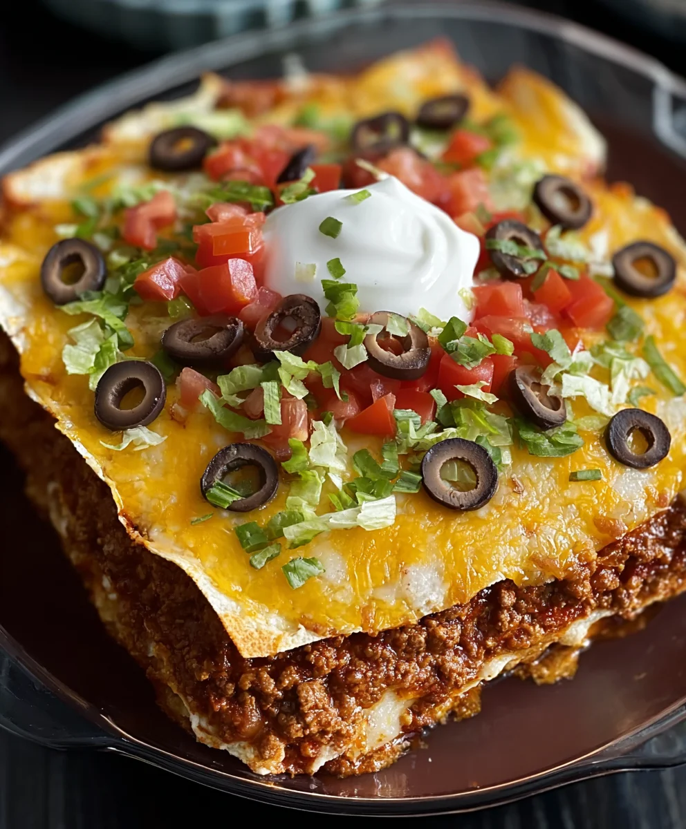Easy Beef Layered Taco Bake Recipe
