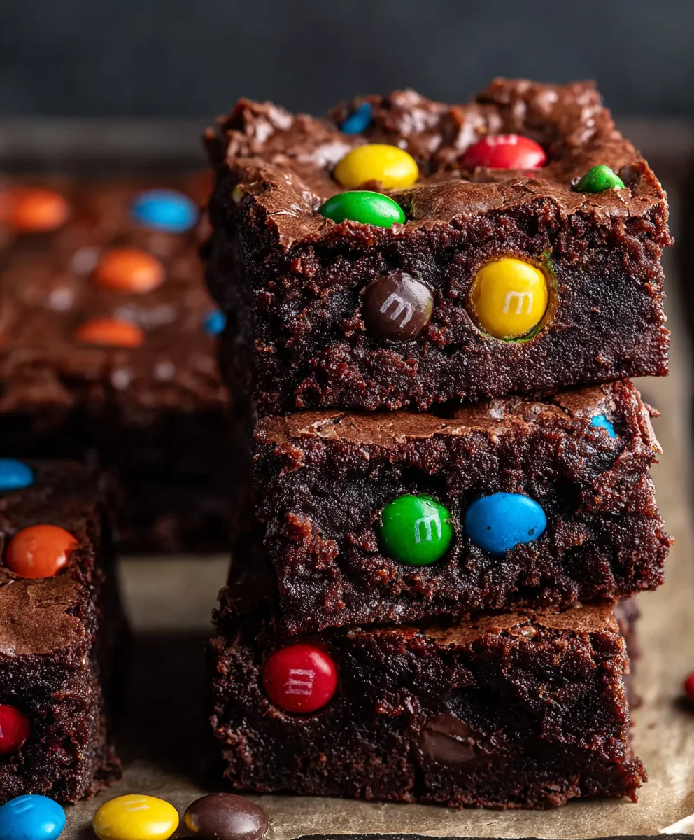 Easy Chocolate M&M Brownies-Simple & Delicious