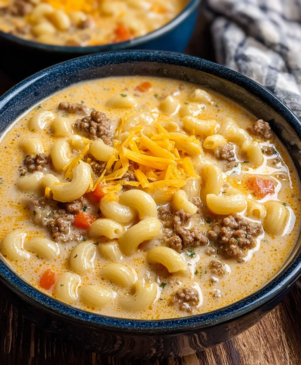 Creamy Cheeseburger Macaroni Soup Recipe - Comfort Food