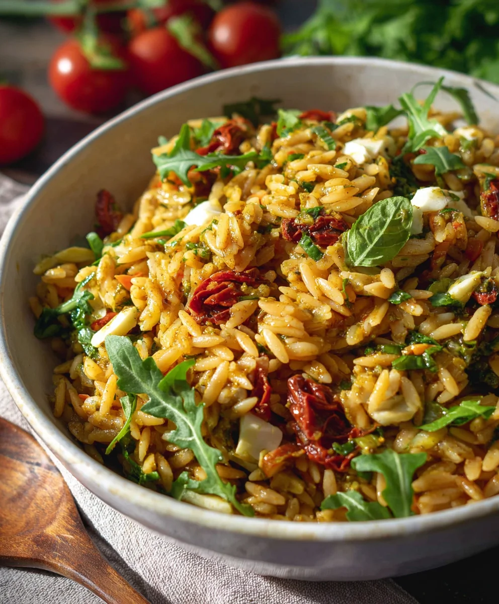 Sun-Dried Tomato Orzo Pesto Salad-Easy & Flavorful