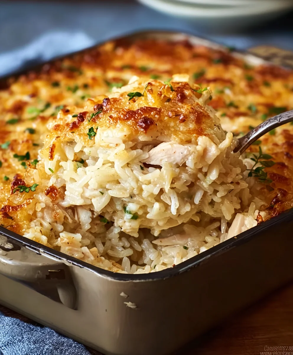 Easy Chicken Rice Casserole Recipe-Comfort Food Dinner