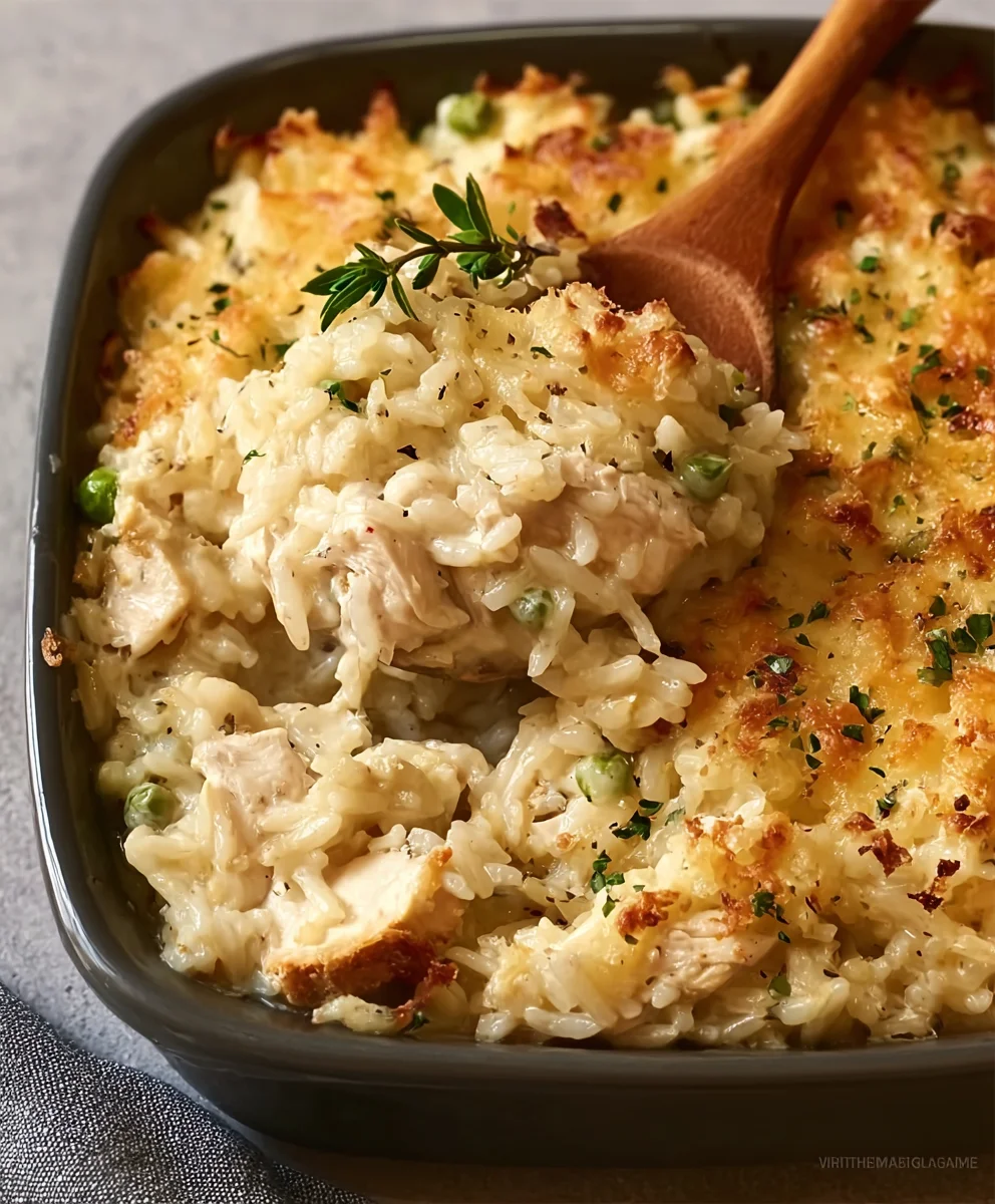 Easy Chicken Rice Casserole Recipe-Comfort Food Dinner