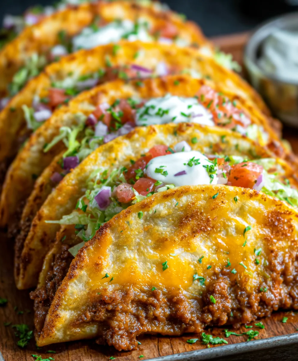 Crispy Cheesy Beef Tacos - Easy Oven Baked