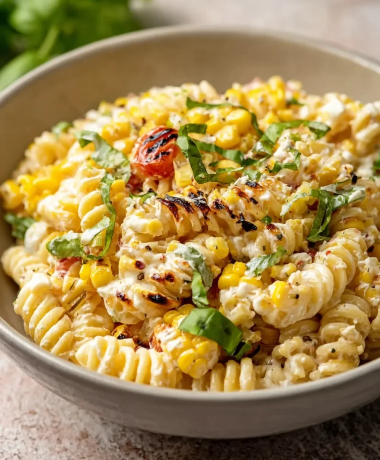 Creamy Street Corn Pasta Salad- Summer Favorite