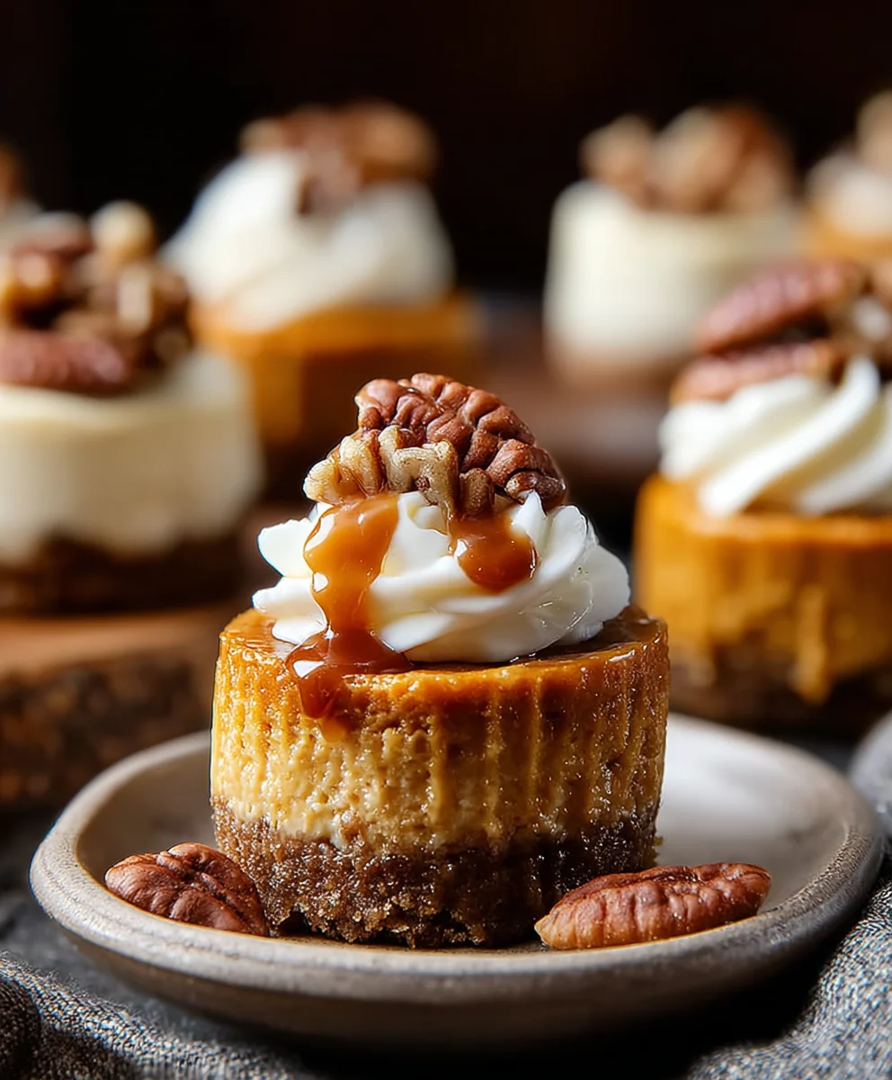 Pumpkin Pecan Mini Cheesecakes-Easy Fall Dessert