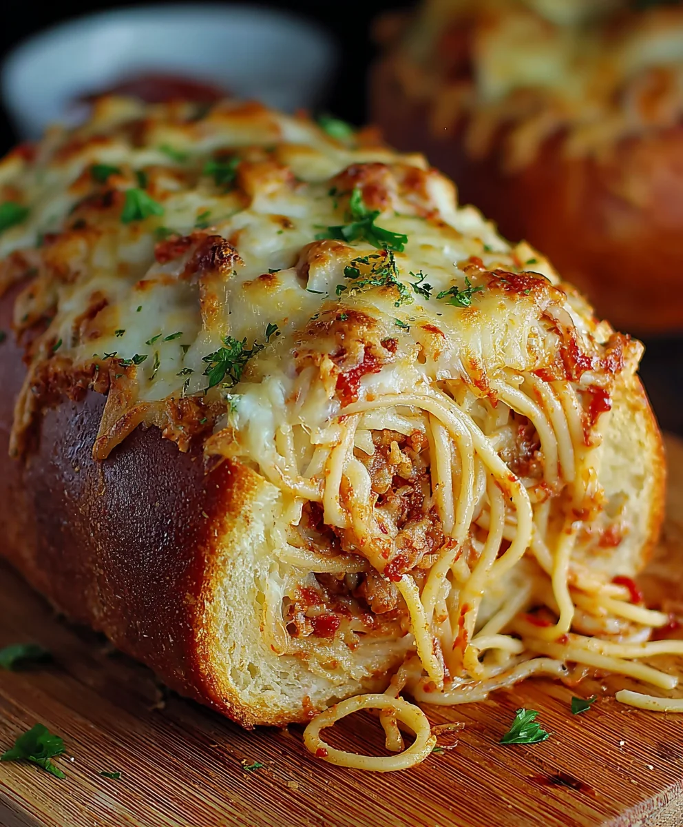 Spaghetti Stuffed Garlic Bread Recipe - Delicious Meal