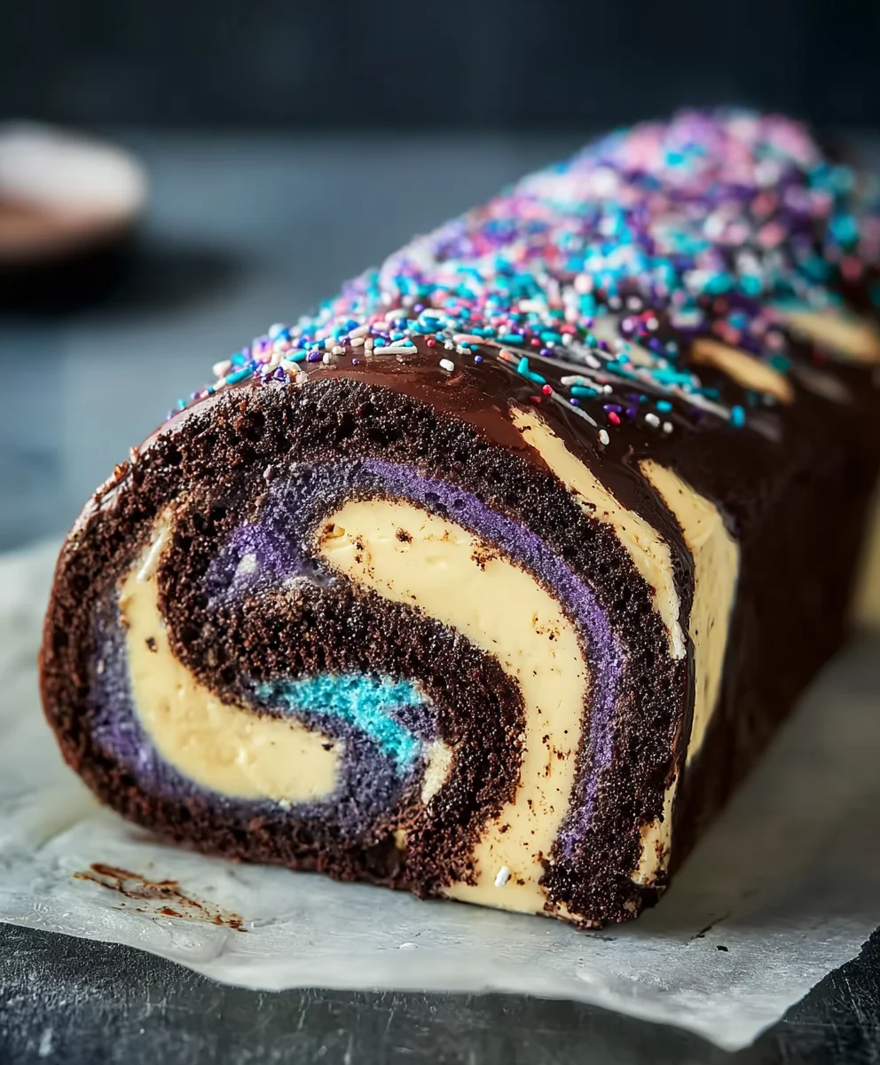Galaxy Cake Roll Recipe-Cosmic Swirl Dessert