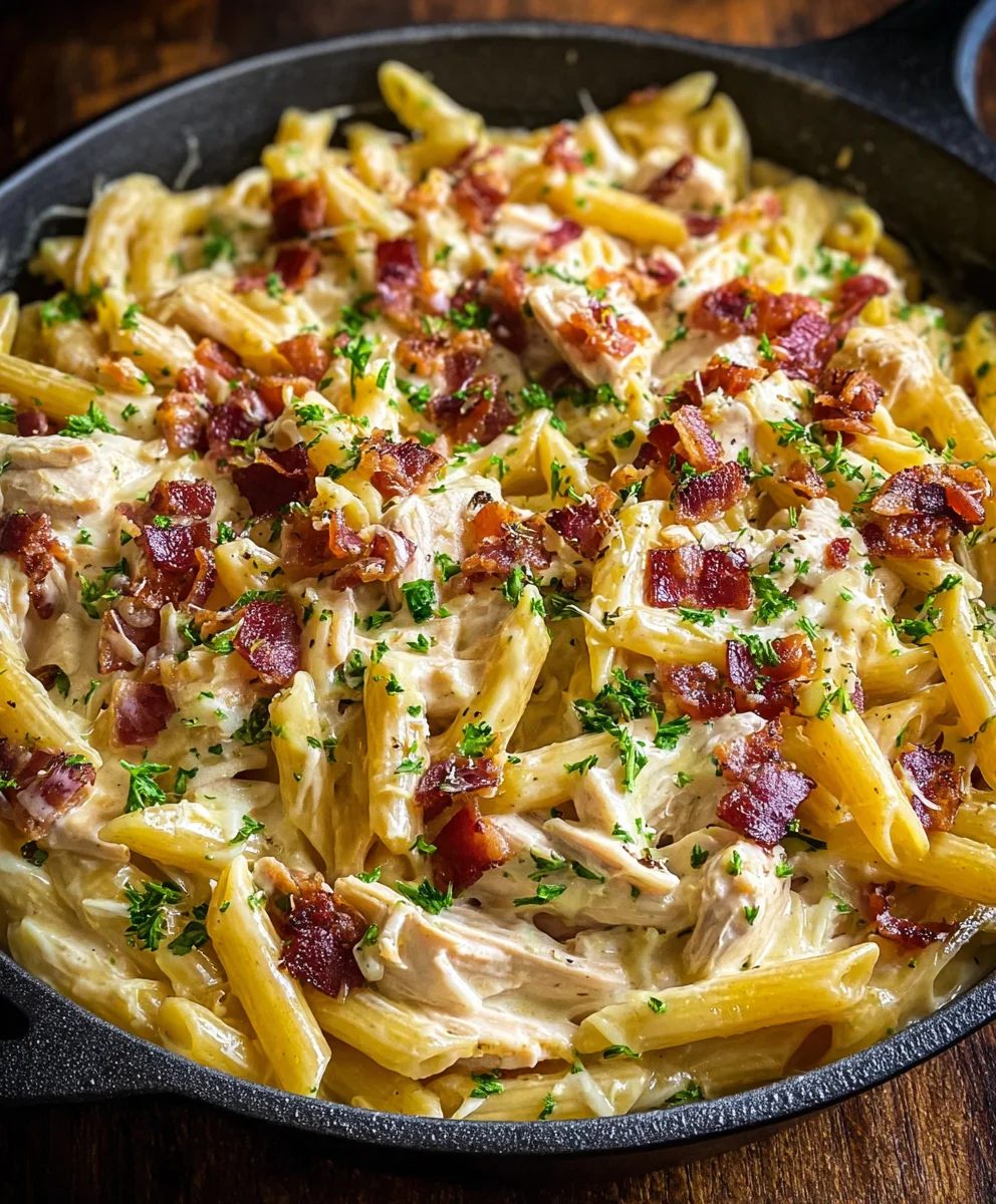 One-Pan Creamy Ranch Beef Beef Bacon Chicken Pasta