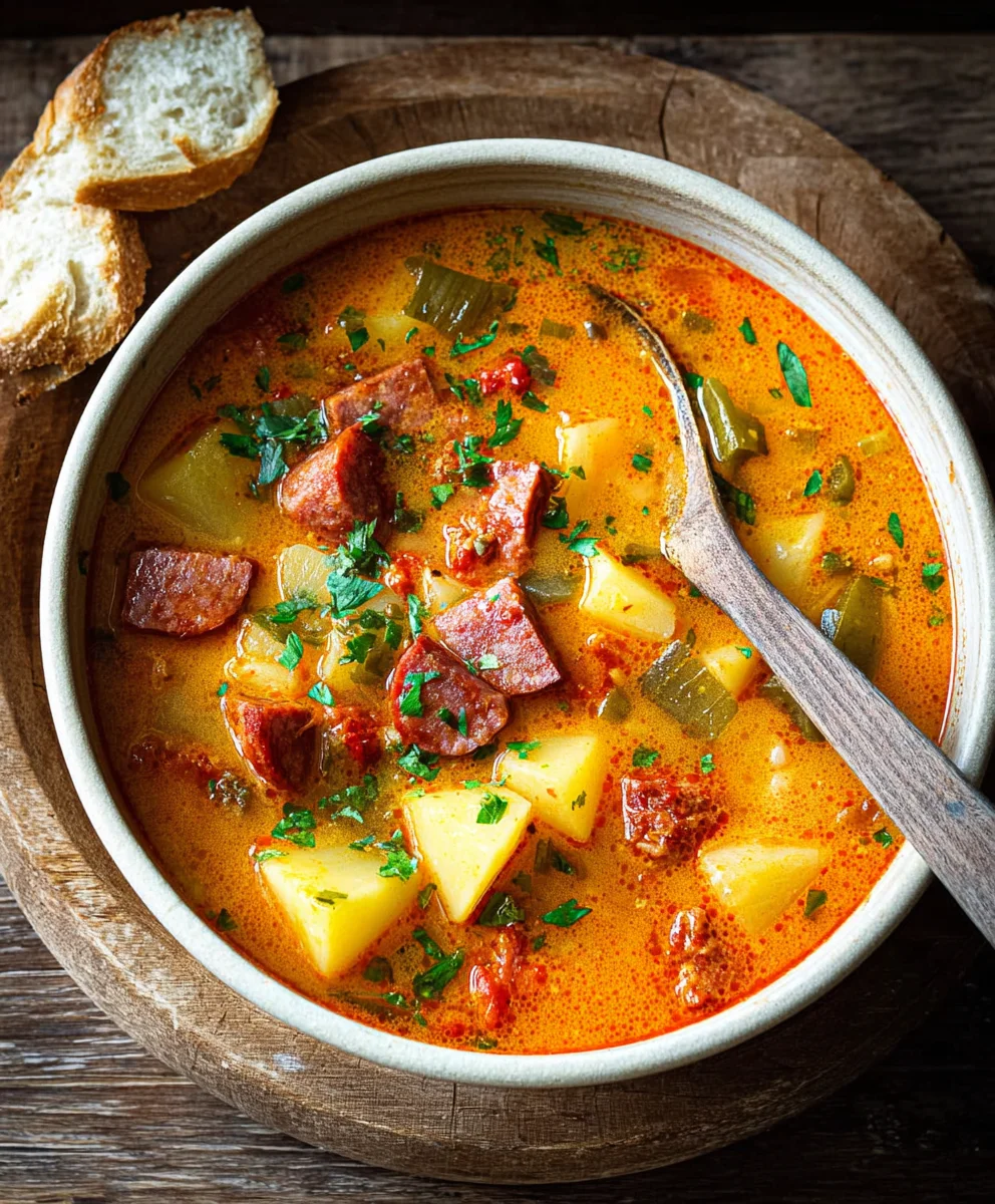 Hearty Spanish Potato Beef Beef Chorizo Soup Recipe