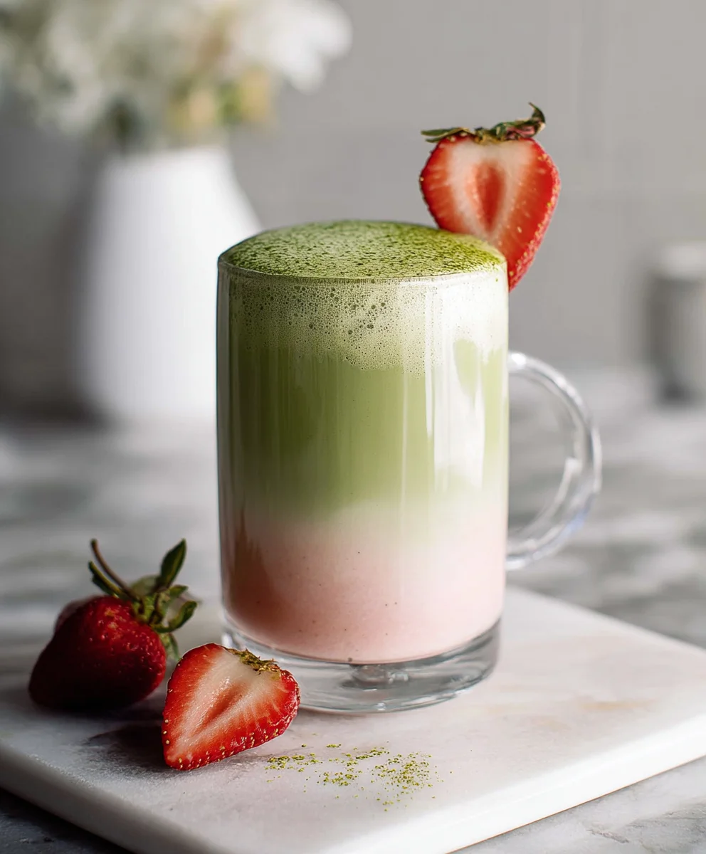 Strawberry Matcha Latte - Refreshing Sweet Drink