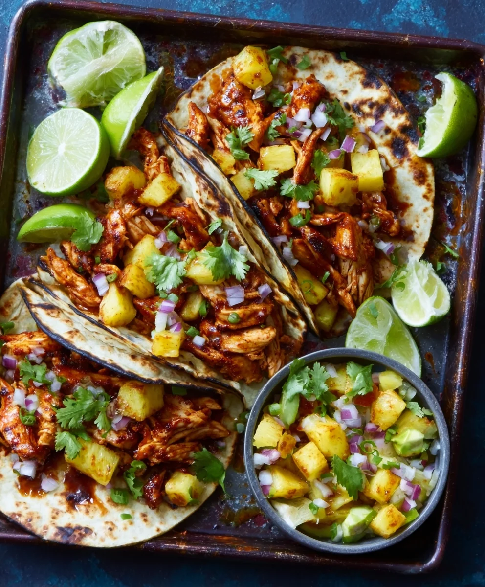 Easy One Pan Chicken Pineapple Tacos Recipe