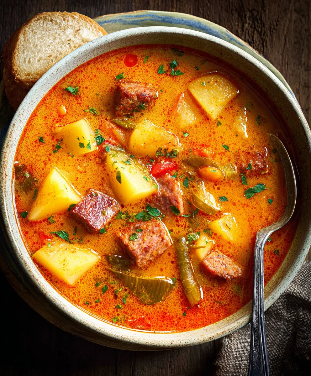 Hearty Spanish Potato Beef Beef Chorizo Soup Recipe