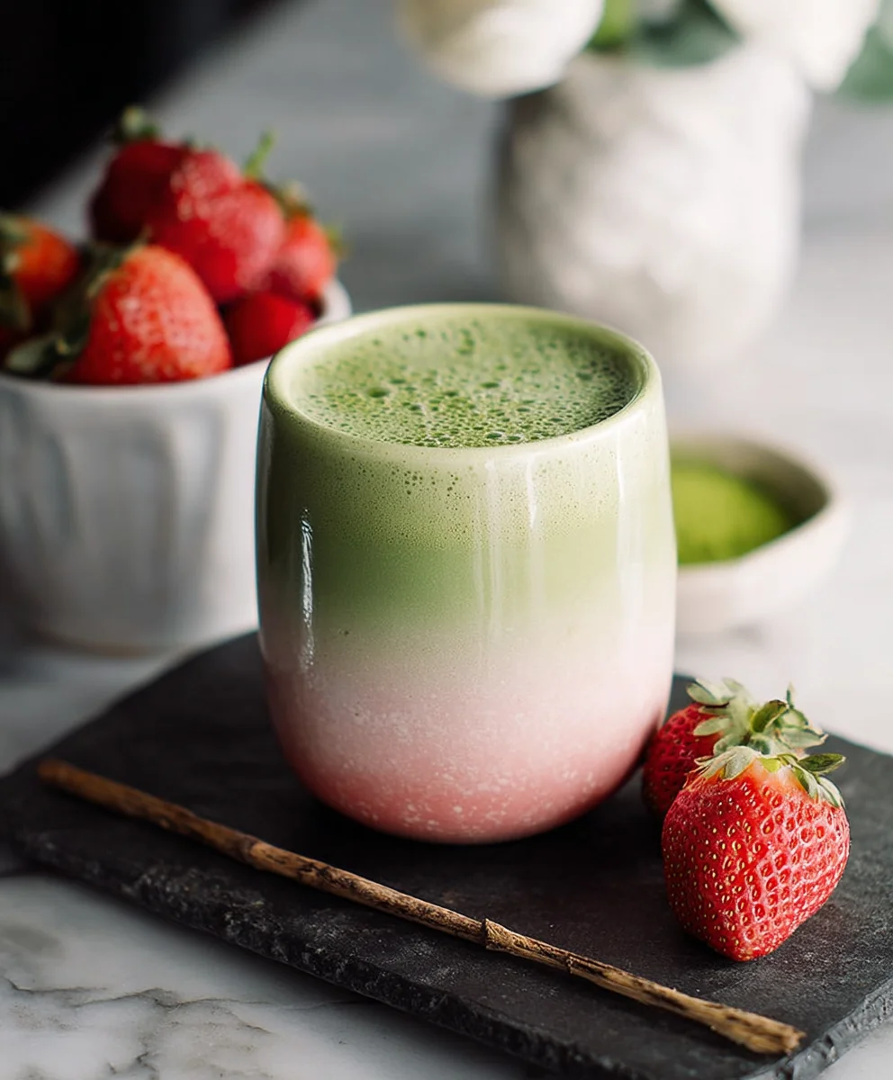 Strawberry Matcha Latte - Refreshing Sweet Drink