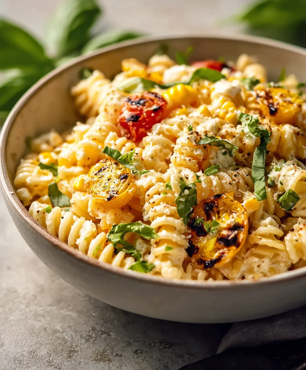 Creamy Street Corn Pasta Salad- Summer Favorite