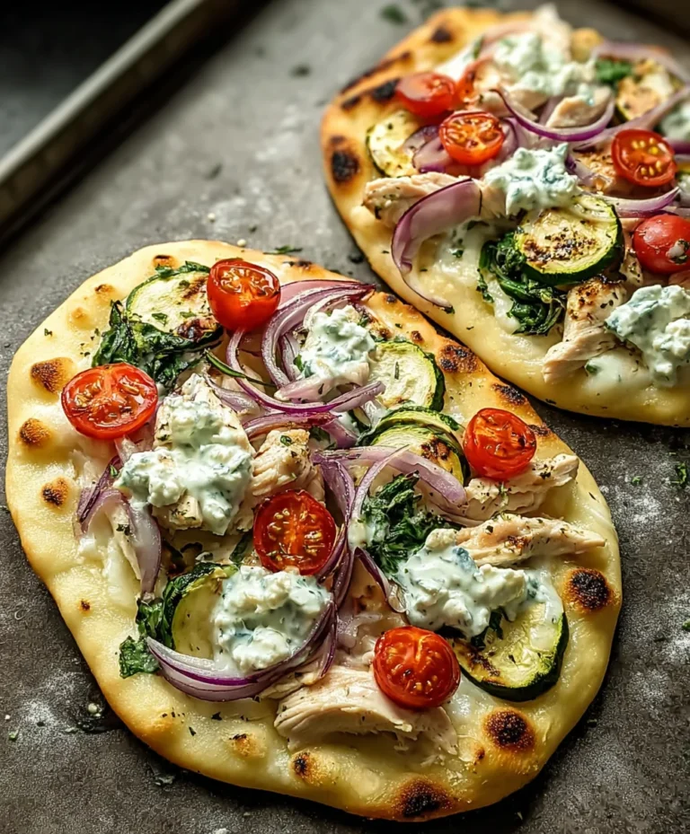 Tzatziki Chicken Naan Pizza- Easy Veggie Dinner