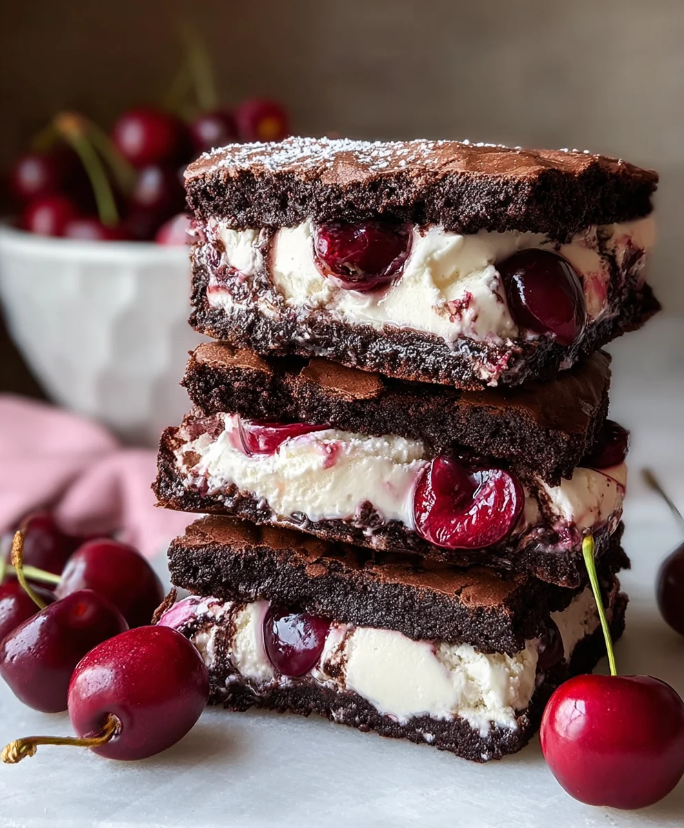 Cherry Brownie Ice Cream Sandwiches-Delicious Treat