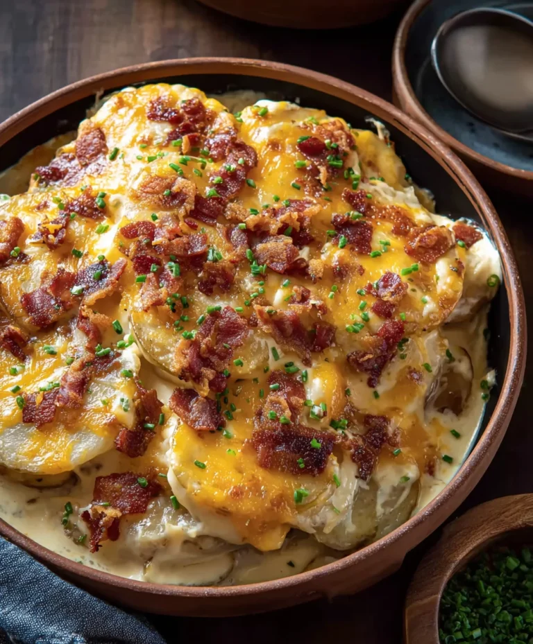 Loaded Scalloped Potatoes – Creamy Beef & Cheese Bake