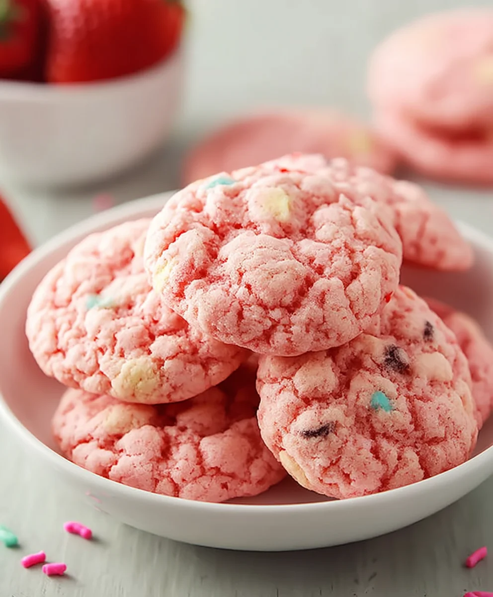Easy Strawberry Cake Mix Cookies - Quick & Delicious
