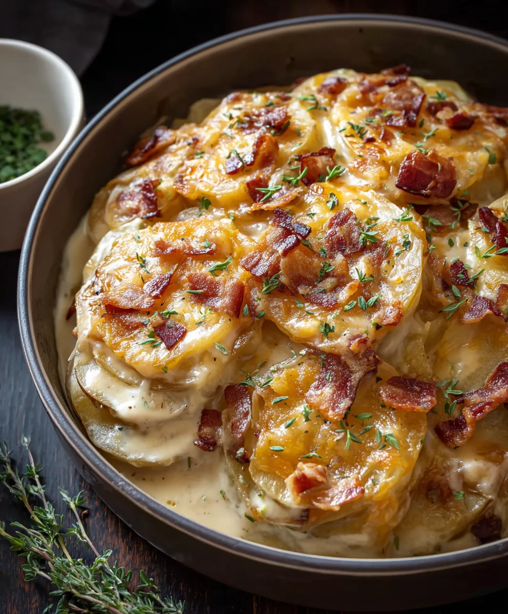 Loaded Scalloped Potatoes - Creamy Beef & Cheese Bake