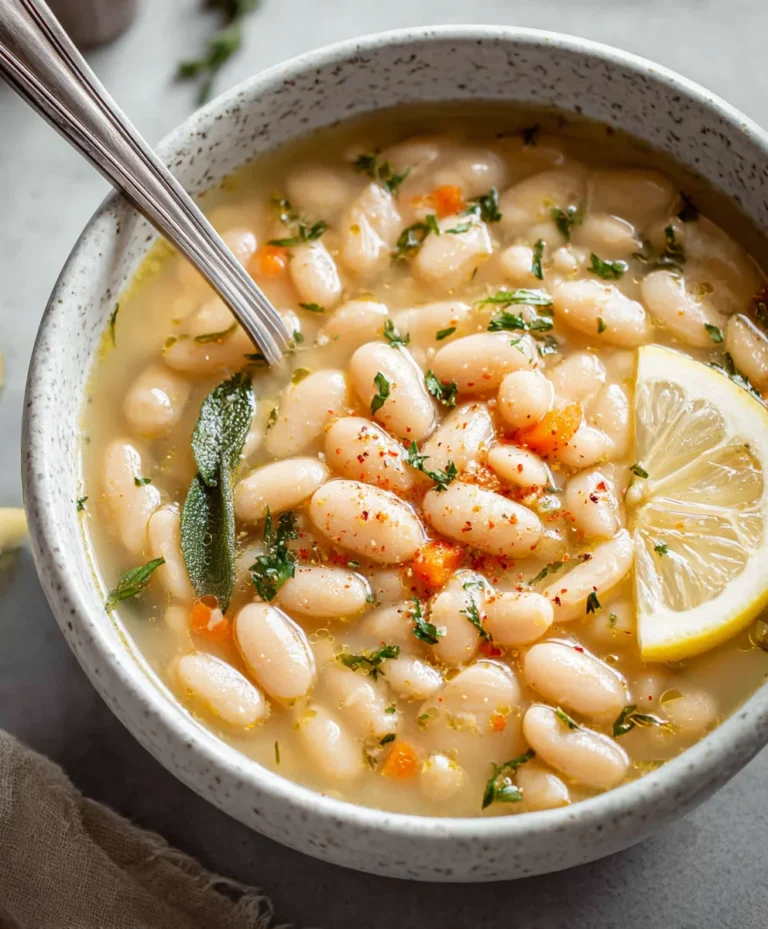 Greek White Bean Soup – Easy Garlic Lemon Flavor