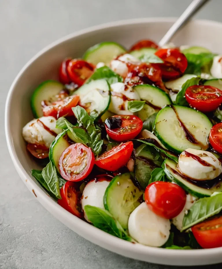 Fresh Cucumber Caprese Salad- Easy & Refreshing