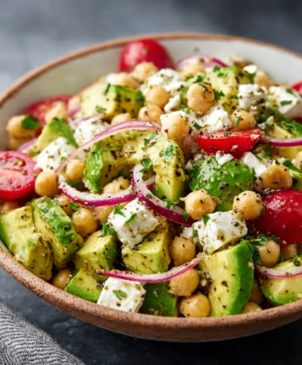 Chickpea Feta Avocado Salad - Fresh & Easy Recipe
