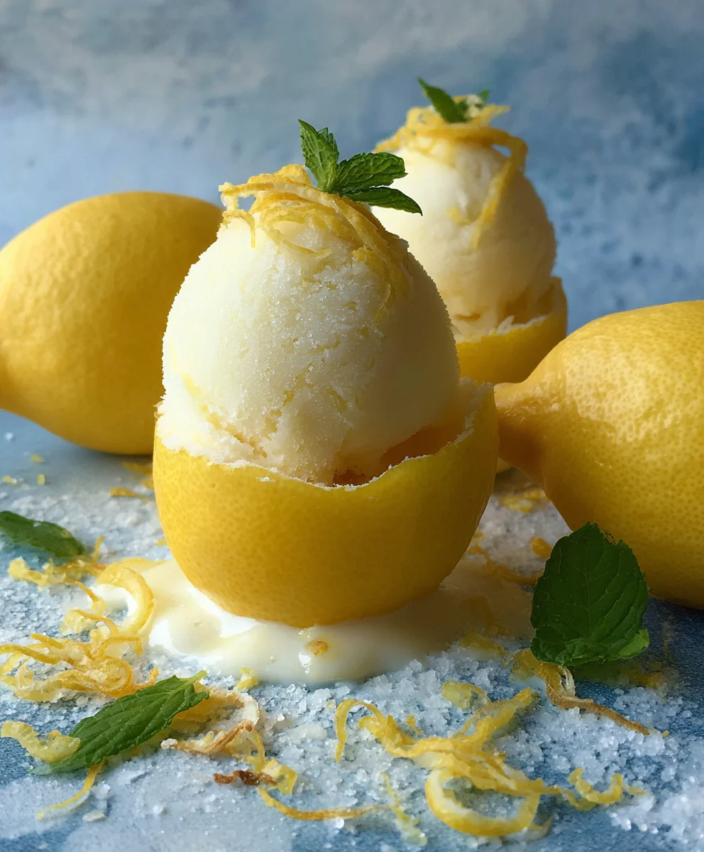 Frozen Lemon Shell Sorbetto - Refreshing Dessert