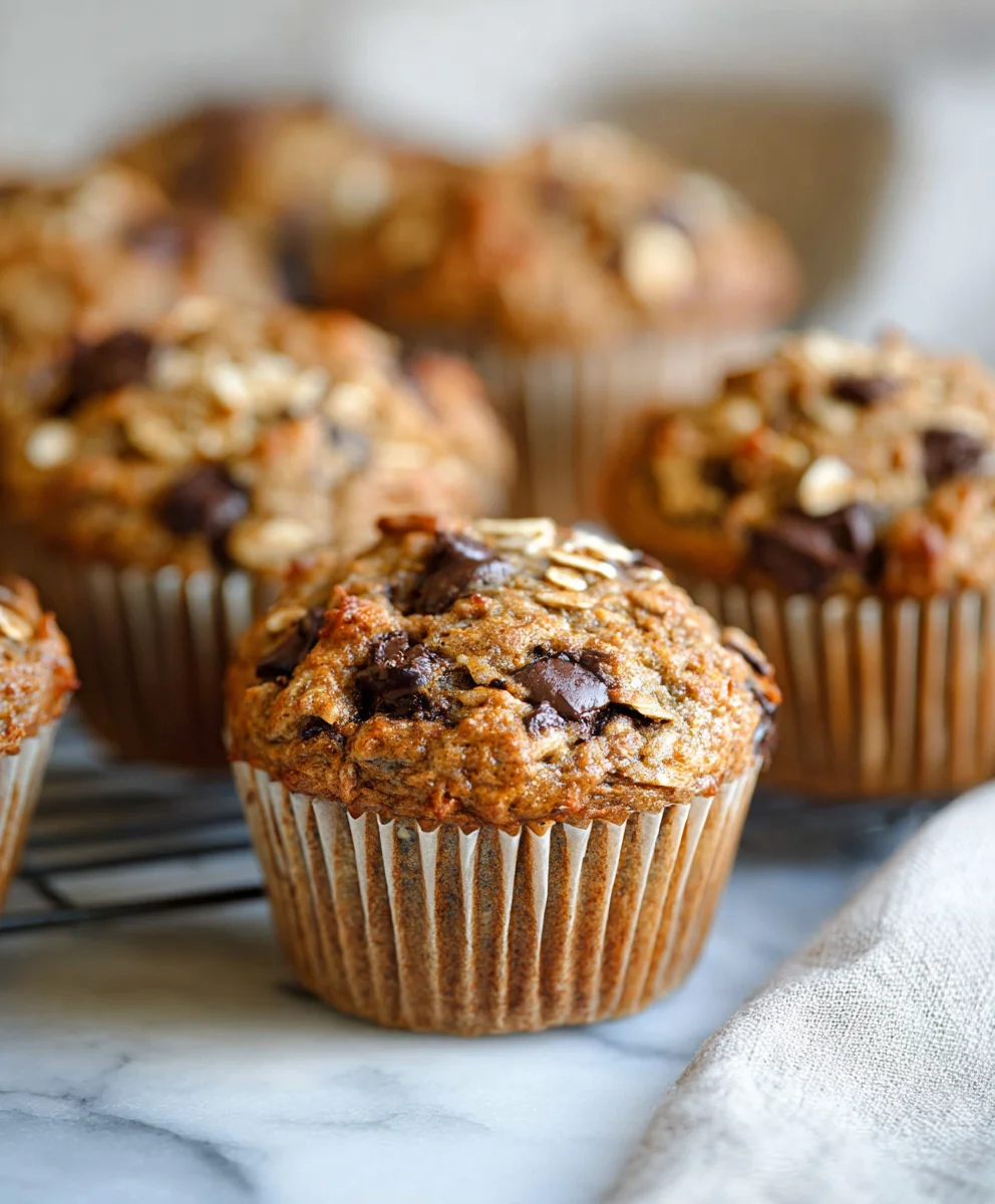 Healthy Banana Chocolate Chip Oat Muffins
