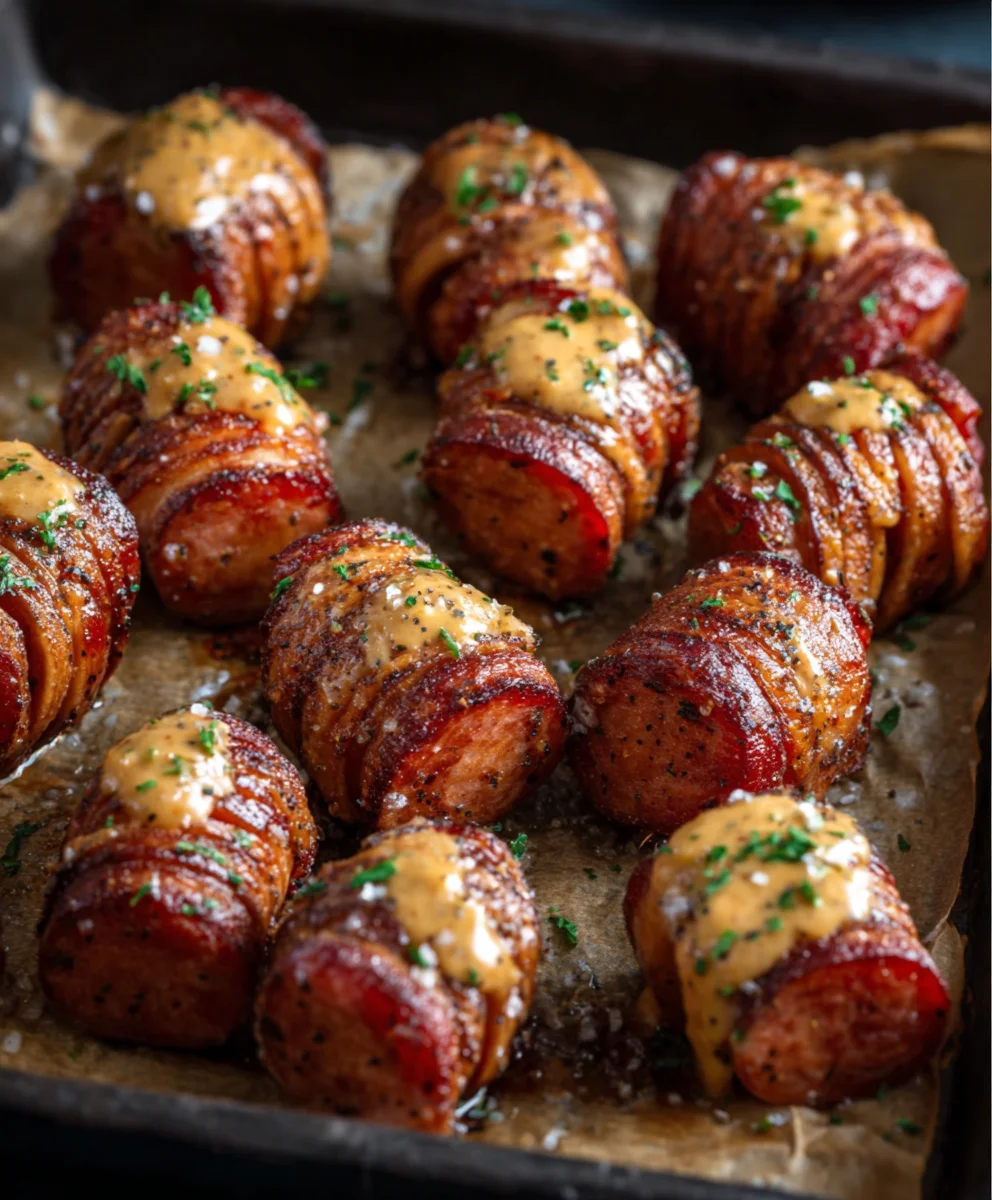 Mustard Hasselback Beef Sausage Bites Recipe