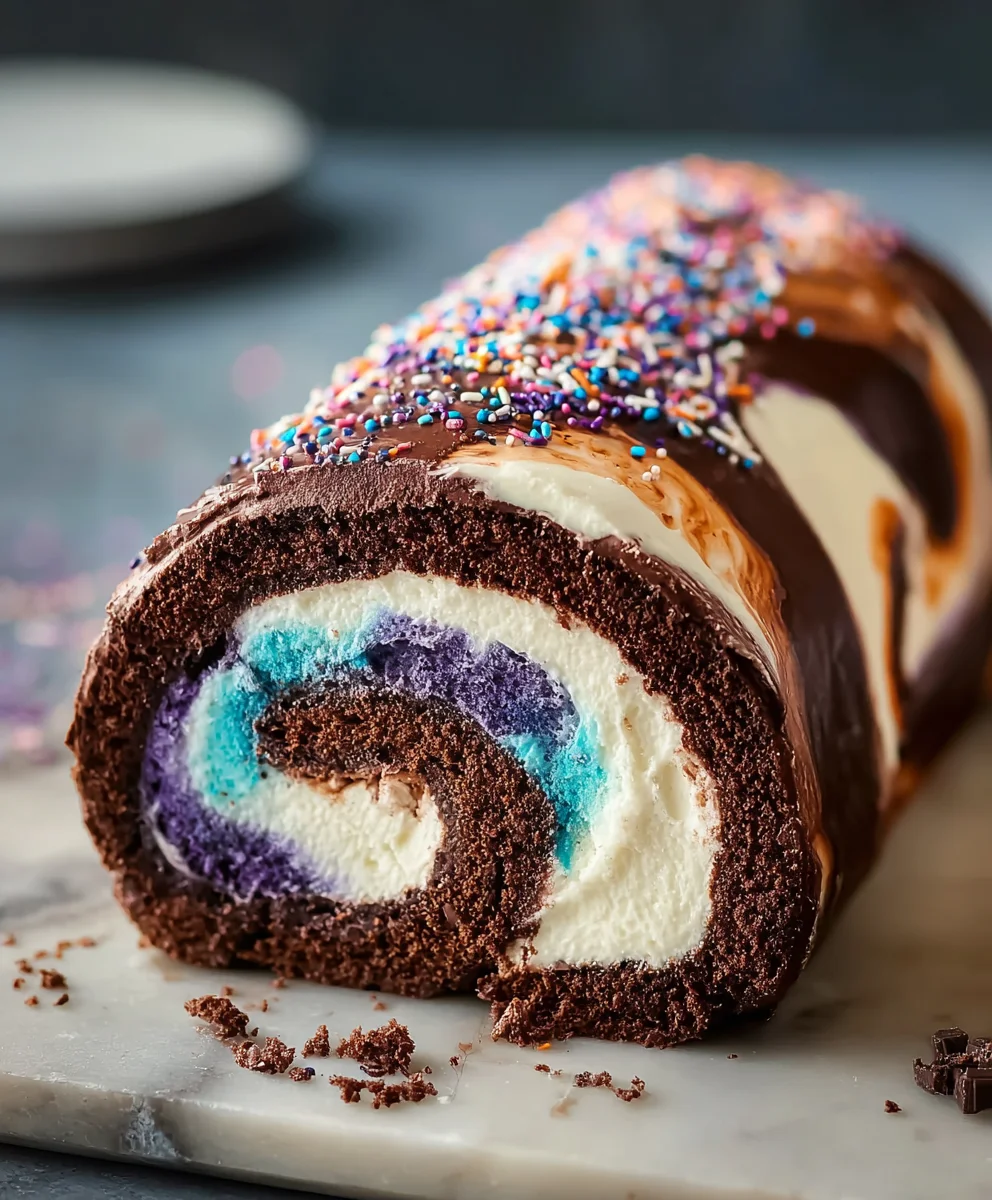 Galaxy Cake Roll Recipe-Cosmic Swirl Dessert