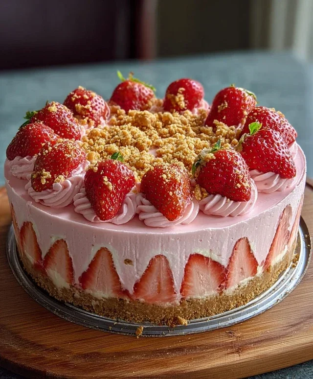 Pink Strawberry Crunch Cheesecake