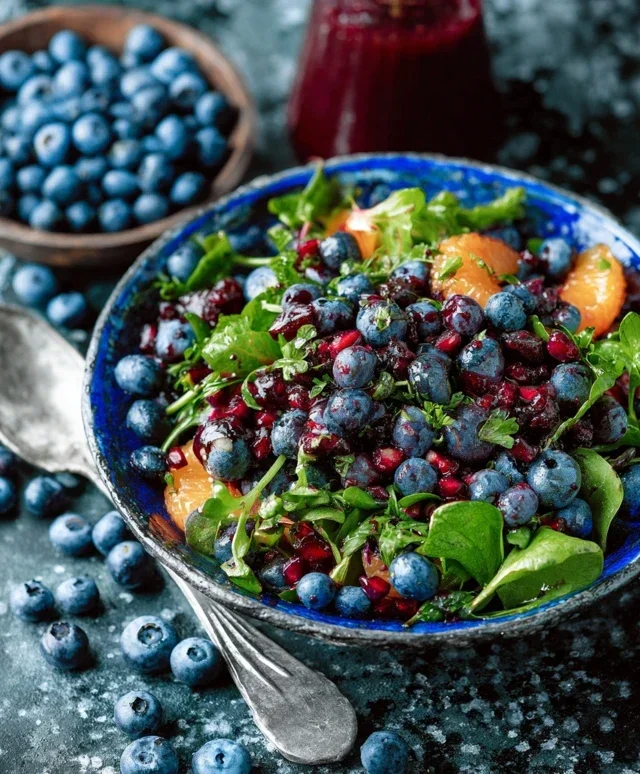 Cranberry Blueberry Salad with Blueberry Balsamic Dressing