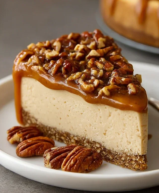 Vegan Caramel Pecan Cheesecake