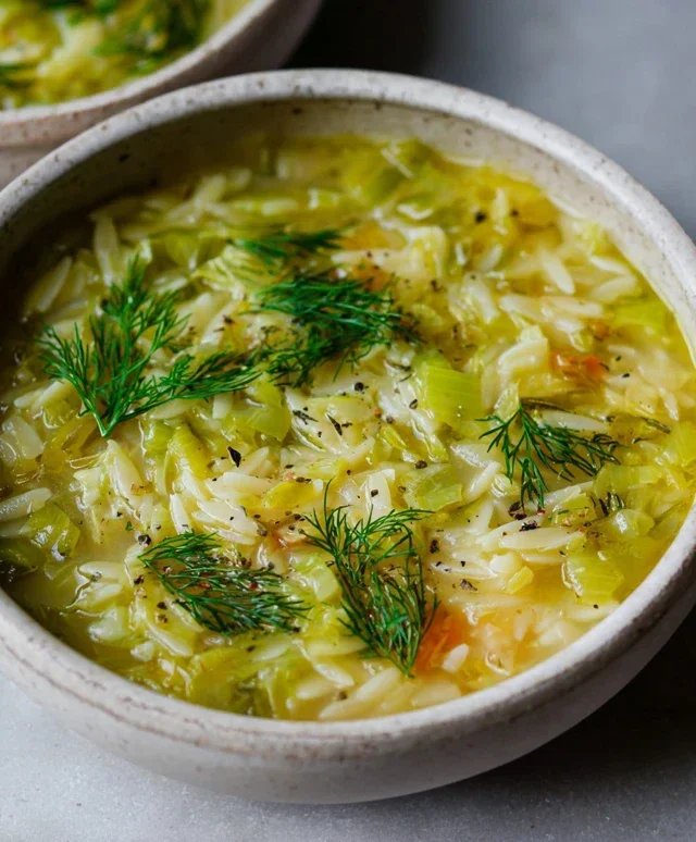 Orzo Leek and Dill Soup