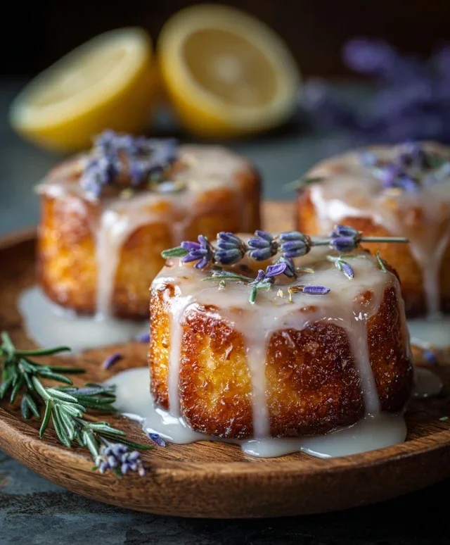 Mini Lemon Cakes With Lavender Glaze