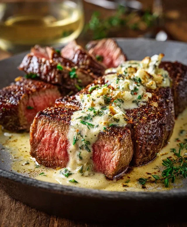 Garlic Butter Steak With Parmesan Cream Sauce