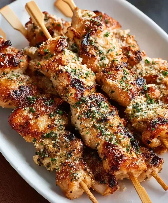 Ranch Garlic Parmesan Chicken Skewers