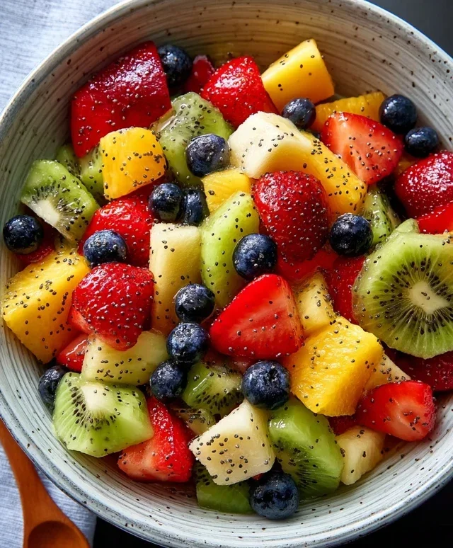 Fruit Salad with Honey-Lime Poppy Seed Dressing