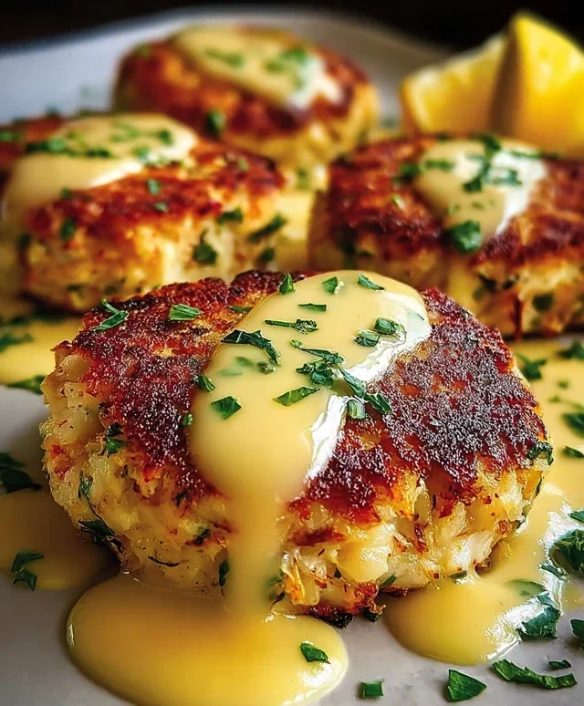 Cheddar Bay Crab Cakes with Lemon Butter Drizzle