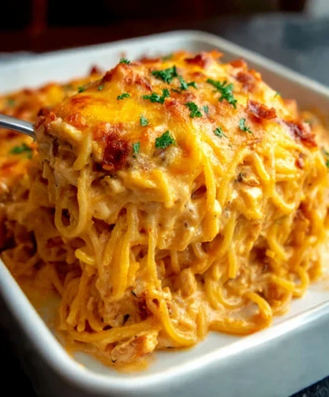 Spicy Southern Cheesy Chicken Spaghetti Casserole