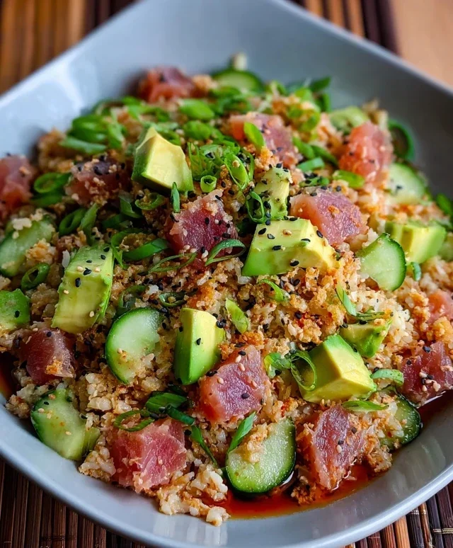 Tuna Avocado Crispy Rice Salad