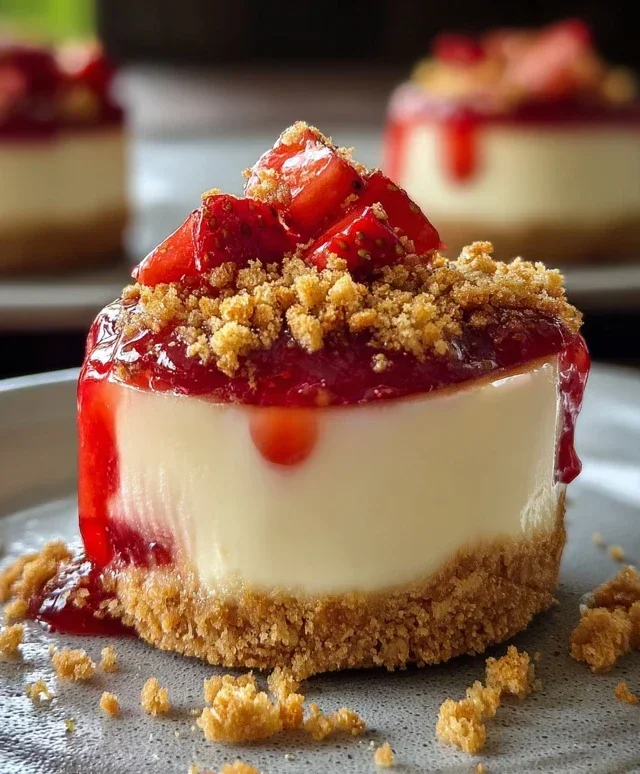 Mini Strawberry Crunch Stuffed Cheesecake