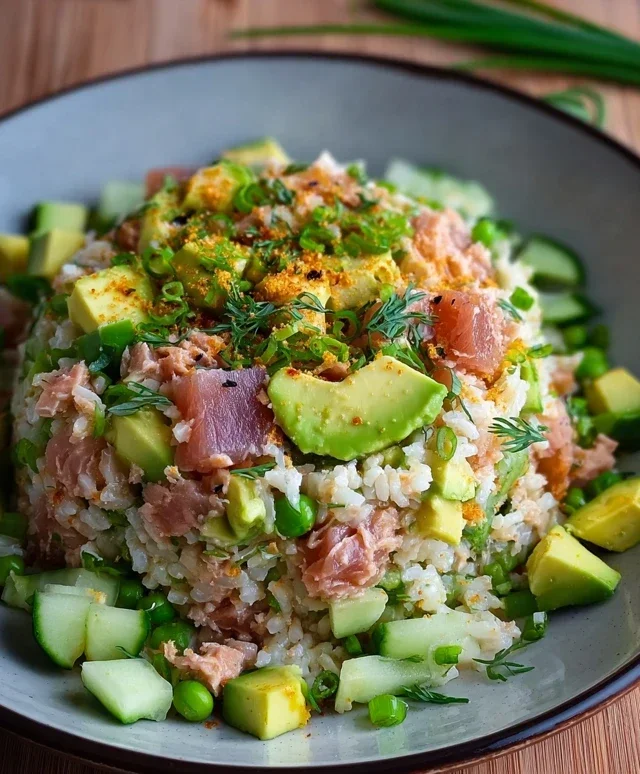 Tuna Avocado Crispy Rice Salad