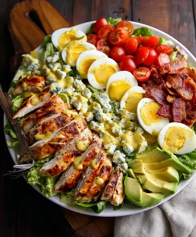 Grilled Chicken Cobb Salad with Honey Dijon {Pnon-non-non-alcoholic alternativeic non-alcoholic aleo, Whole30 Option}