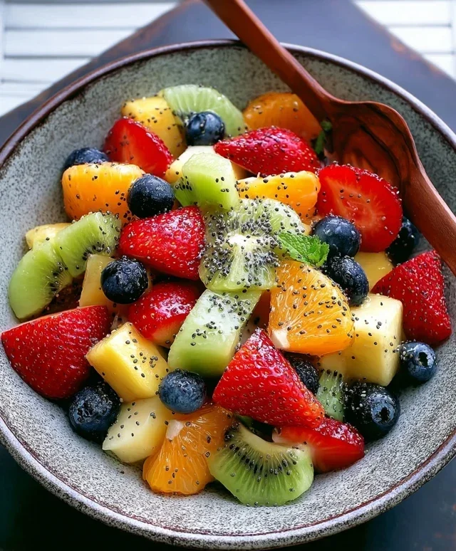 Fruit Salad with Honey-Lime Poppy Seed Dressing