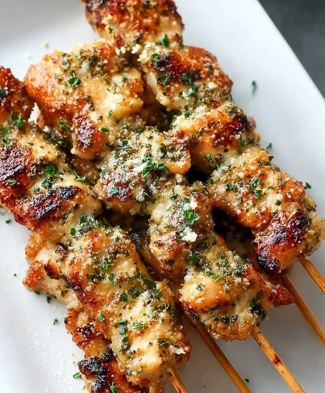 Ranch Garlic Parmesan Chicken Skewers