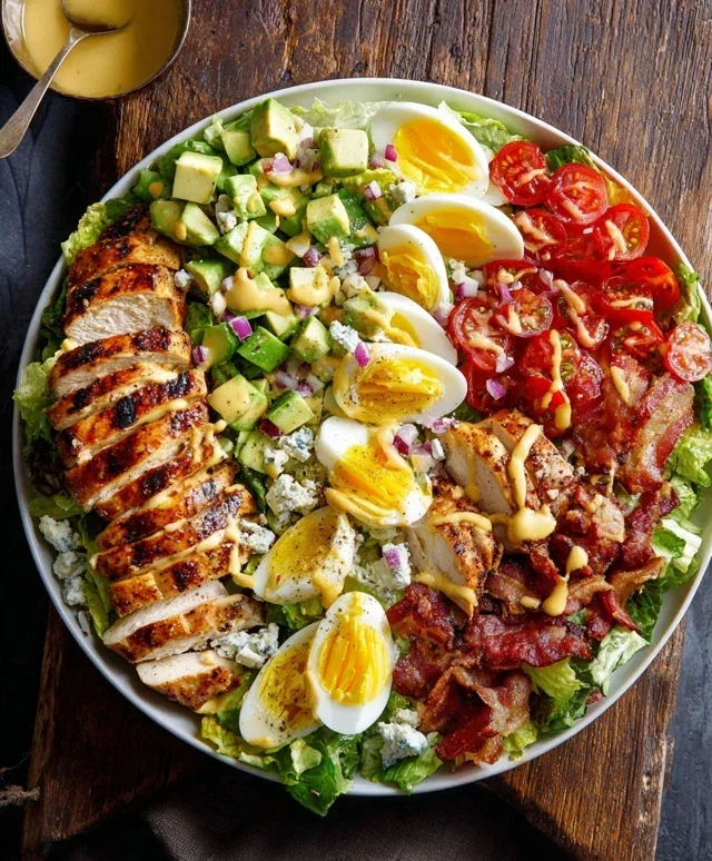 Grilled Chicken Cobb Salad with Honey Dijon {Pnon-non-non-alcoholic alternativeic non-alcoholic aleo, Whole30 Option}