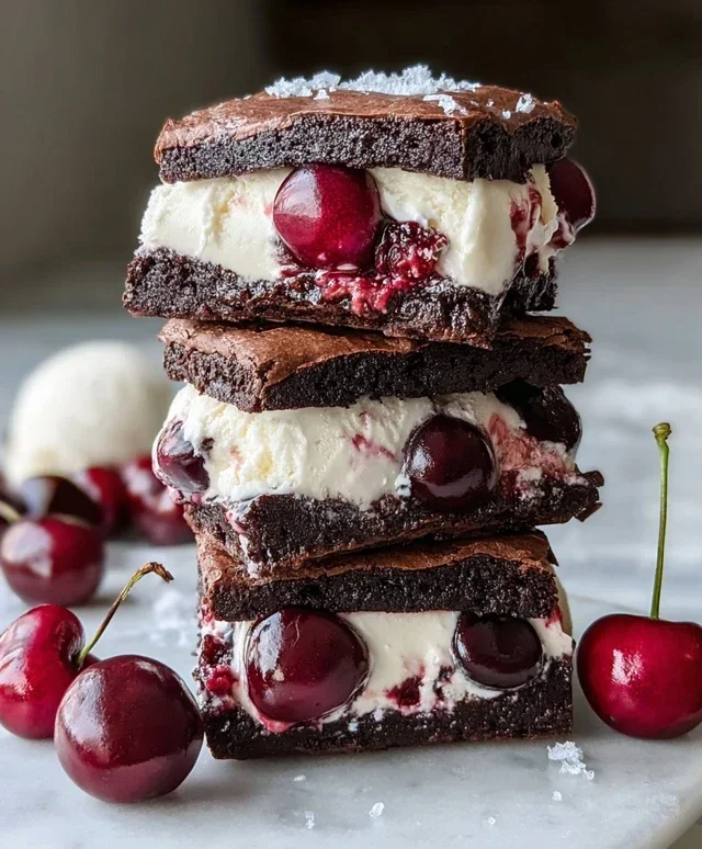 Cherry Brownie Ice Cream Sandwiches
