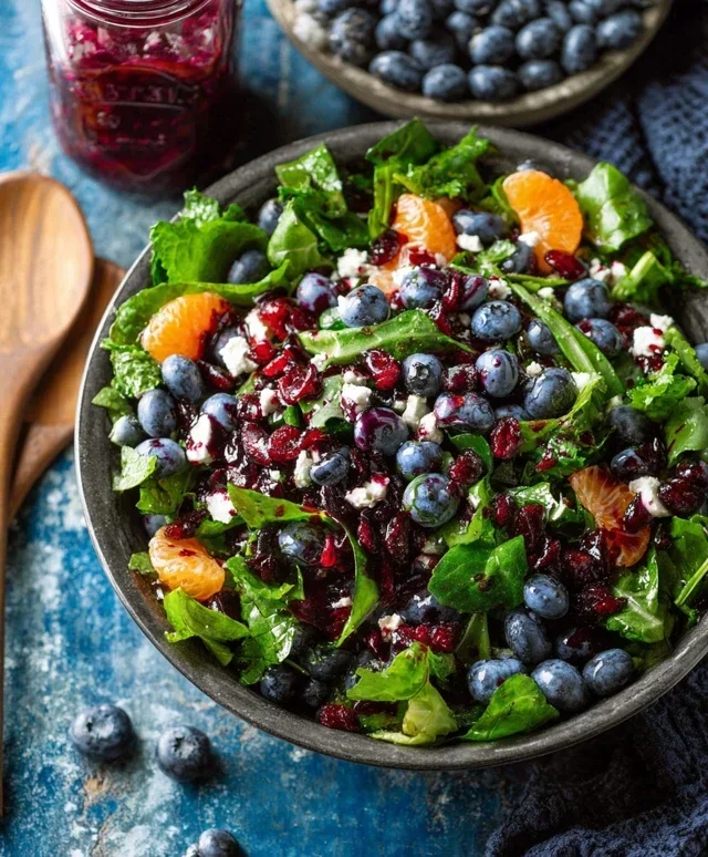 Cranberry Blueberry Salad with Blueberry Balsamic Dressing